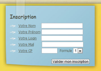 Formulaire d'inscription